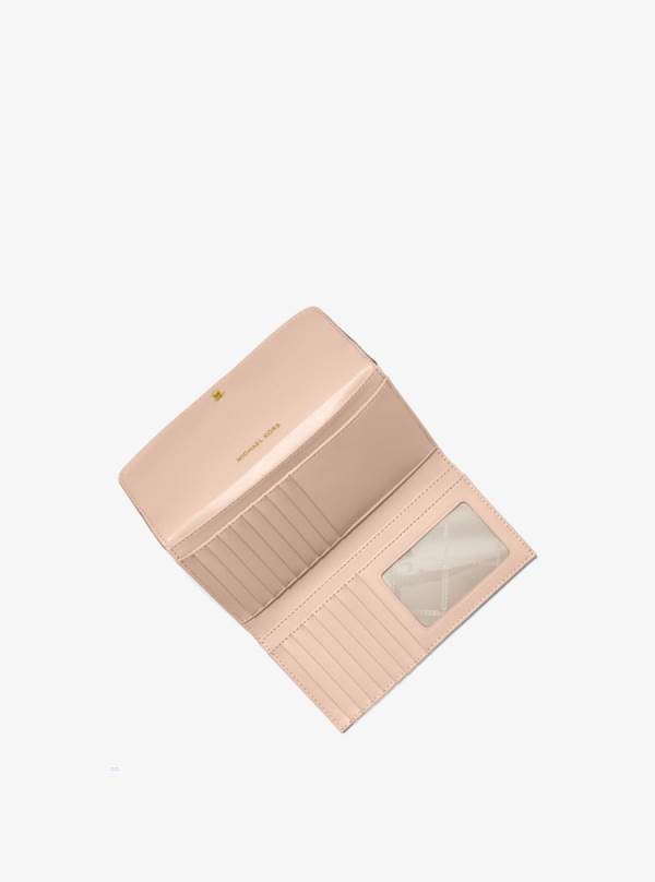 Damske Penazenky Michael Kors Large Logo and Leather Tri-Fold Ruzove - Doplnky Michael Kors Akcia | YDQMC-2413